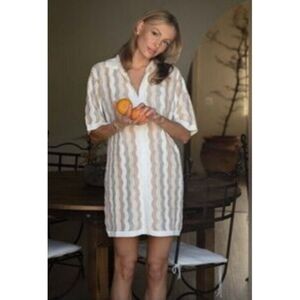 Yellow The Label Felix Knit Short Sleeved Shirt Dress Tropic S/M‎